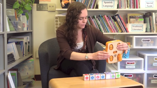 Image of Educator Programming their KIBO and using the IF conditional blocks