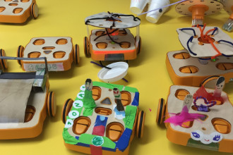 KIBO robots decorated with arts and crafts image