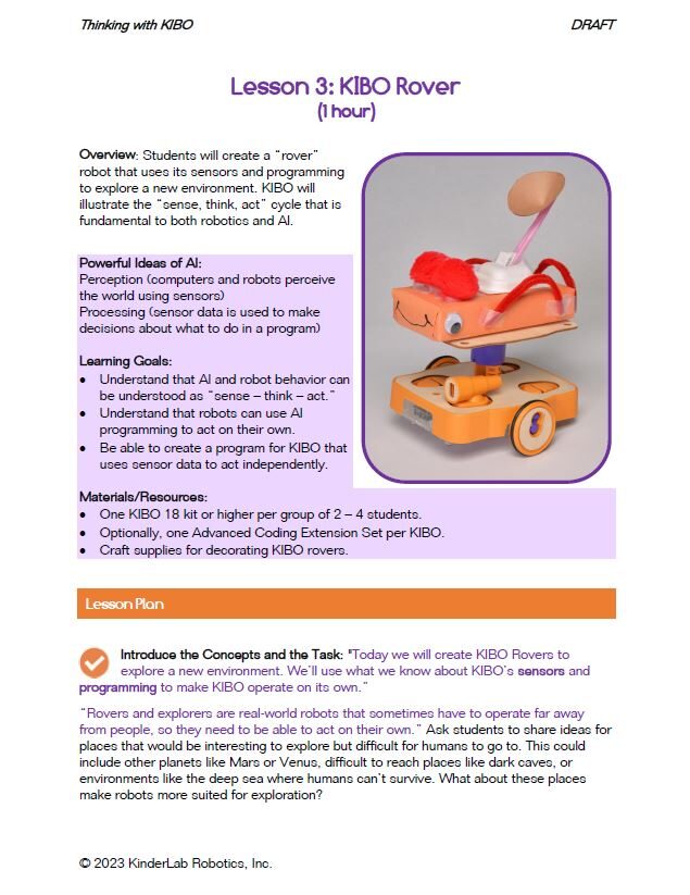 KIBO Mars Rover Lesson Plan Cover Image